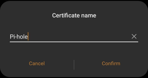 Android Name certificate
