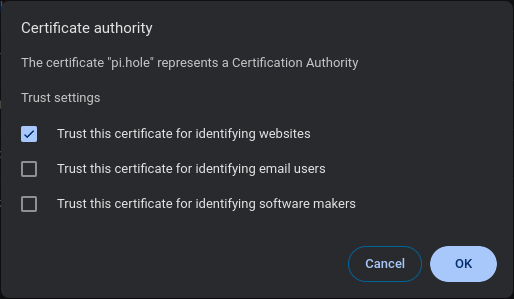 Trust certificate in Chrome